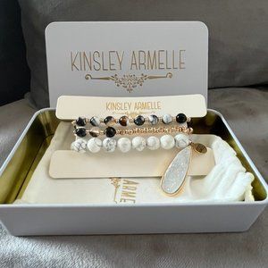 NEW - Kinsley Armelle Beaded Quartz and Wrap Bracelet Set